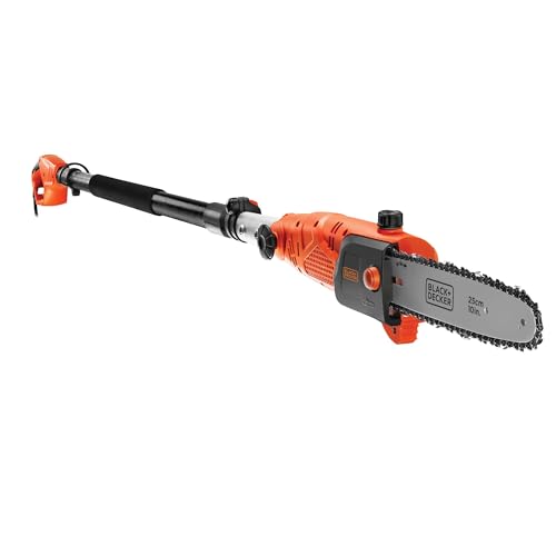 BLACK+DECKER Motosierra telescópica (pértiga), 800 W, 25 cm de longitud de espada, 2,7 m...