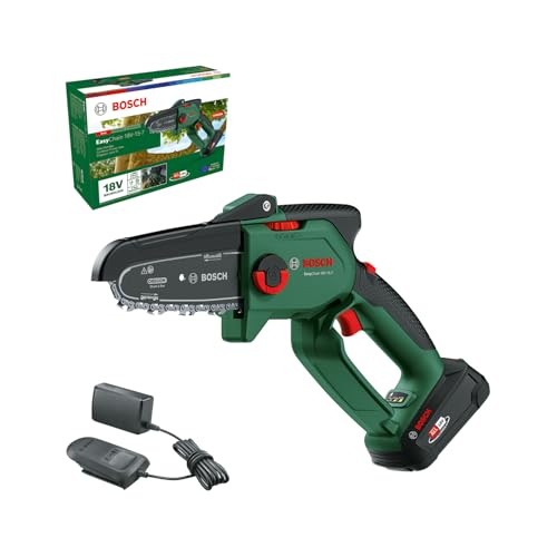 Bosch Mini Motosierra a Batería EasyChain 18V-15-7 (para Cortar Madera, Sistema de 18...