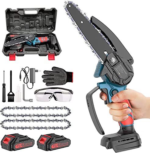 Mini Motosierra Bateria 6 Pulgadas, Eléctrica Motosierra de Mano, Sierra Podar Electrica...