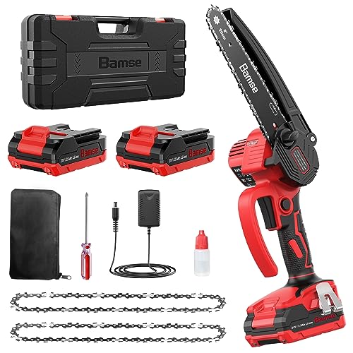 Bamse Mini Motosierra Bateria 8 Pulgadas, Motosierra Eléctrica Brushless, 2 Baterías...