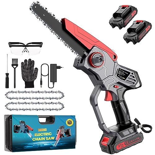 Mini Motosierra Bateria 8 Pulgadas, Motosierra Eléctrica, Motosierra de Mano Poda de...