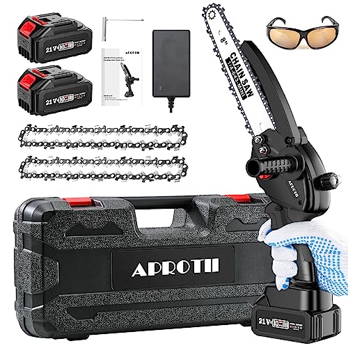 Mini Motosierra Bateria, APROTII 8 Pulgadas Eléctrica Podadora con Autolubricación...